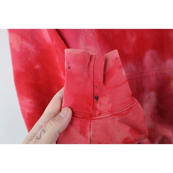 Vintage 90s Mens Medium Spell Out Acid Wash Ohio State University Hoodie Red - Picture 10 of 16